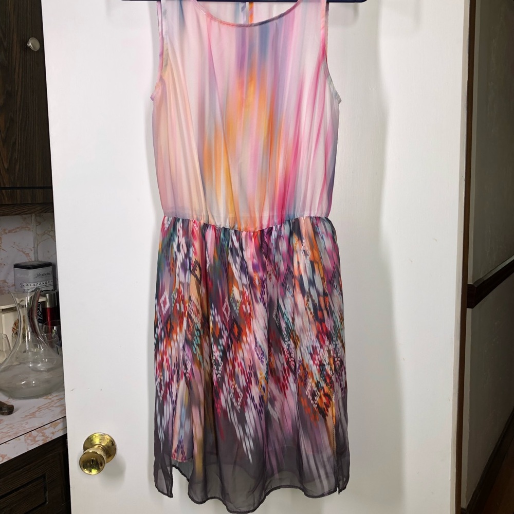 Zara Watercolor & Ikat Light & Flowy Sundress Size Small
